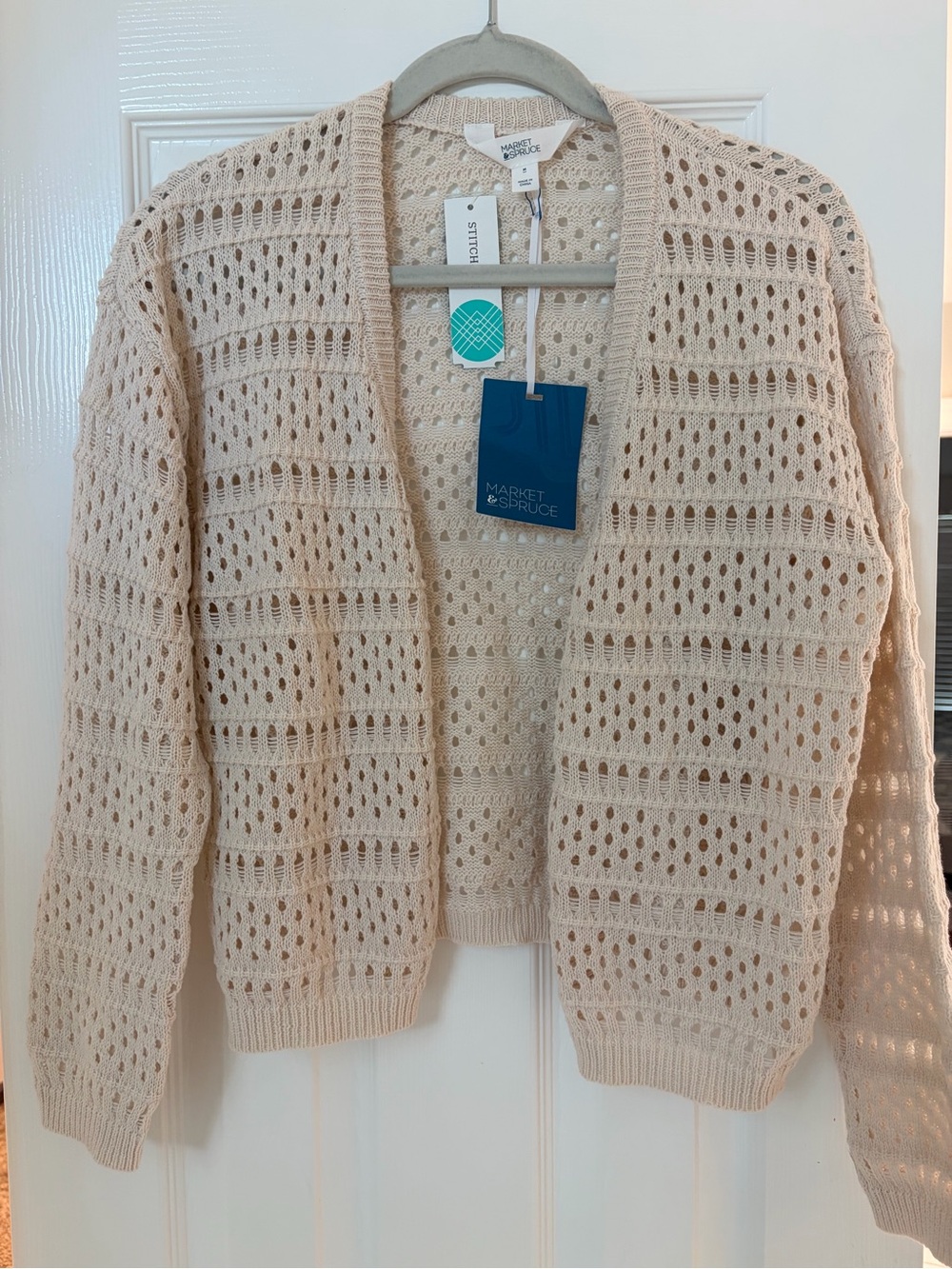 Market & Spruce Light Cream Open-Weave Cardigan